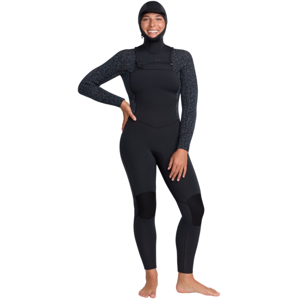 2025 Roxy Womens Swell Natural 5/4mm Chest Zip Hooded Wetsuit 26BW203503 - Animal Print